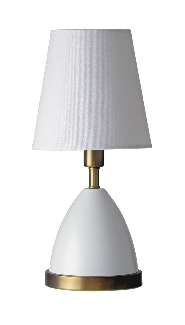 House Of Troy Geo Mini Accent Lamp - Stylish 12-inch Table Light For Modern Décor, Perfect For Any Room White With Weathered Brass Accents Metal Geo206