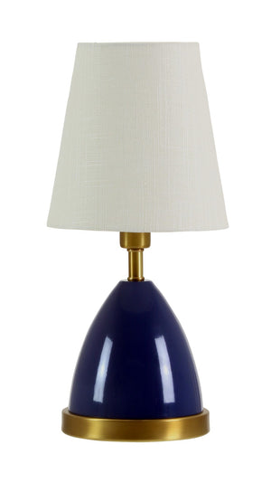 House Of Troy Geo Mini Accent Lamp - Stylish 12-inch Table Light For Modern Décor, Perfect For Any Room Navy Blue With Weathered Brass Accents Metal Geo209