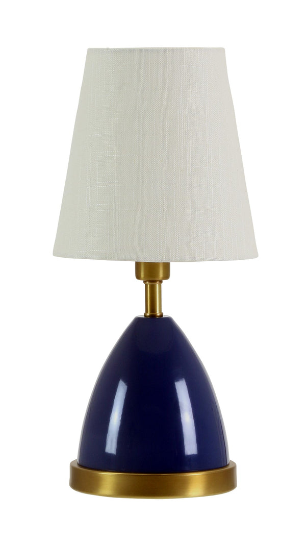 House Of Troy Geo Mini Accent Lamp - Stylish 12-inch Table Light For Modern Décor, Perfect For Any Room Navy Blue With Weathered Brass Accents Metal Geo209