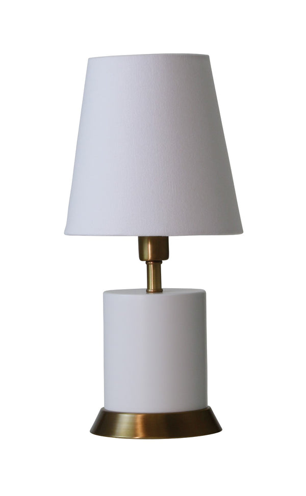 House Of Troy Geo Mini Accent Lamp - Stylish 12-inch Table Light For Modern Décor, Perfect For Any Room White With Weathered Brass Accents Metal Geo306