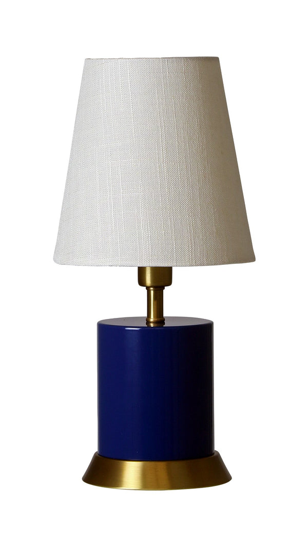 House Of Troy Geo Mini Accent Lamp - Stylish 12-inch Table Light For Modern Décor, Perfect For Any Room Navy Blue With Weathered Brass Accents Metal Geo309