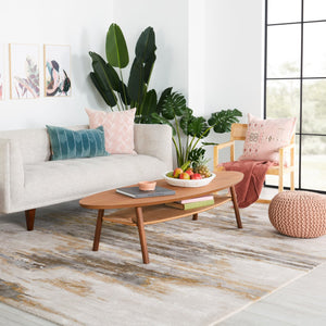 Jaipur Living Genesis Ryenn Ges07 Tufted Handmade 60% Wool 40% Viscose Contemporary/Modern Abstract Indoor Rug Gray, Gold 60% Wool 40% Viscose, 100% Polyester Rug138751