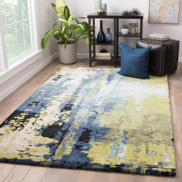 Jaipur Living Genesis Matcha Ges10 Tufted Handmade 60% Wool 40% Viscose Contemporary/Modern Abstract Indoor Rug Blue, Green 60% Wool 40% Viscose, 100% Polyester Rug138760