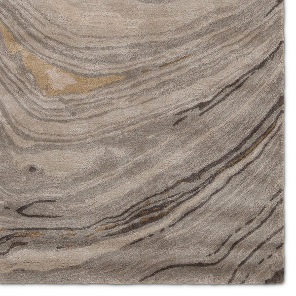 Jaipur Living Genesis Atha Ges11 Rug142743 Tufted Handmade 59% Viscose 41% Wool Contemporary/Modern Abstract Indoor Rug Gray, Tan 59% Viscose 41% Wool, 100% Polyester Rug142743
