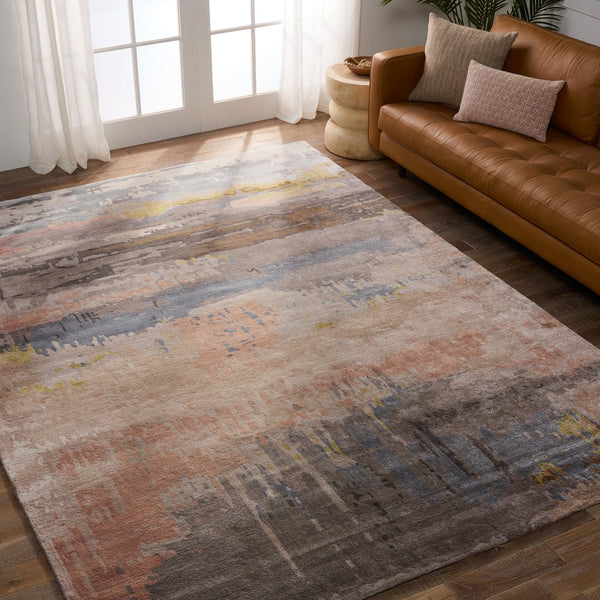 Jaipur Living Genesis Benna Ges17 Tufted Handmade 60% Viscose 40% Wool Contemporary/Modern Abstract Indoor Rug Taupe, Light Blue 60% Viscose 40% Wool, 100% Polyester Rug139341