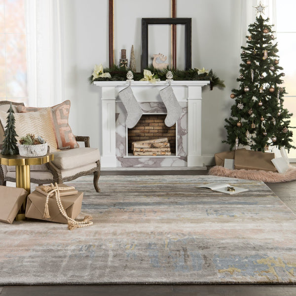 Jaipur Living Genesis Benna Ges17 Tufted Handmade 60% Viscose 40% Wool Contemporary/Modern Abstract Indoor Rug Taupe, Light Blue 60% Viscose 40% Wool, 100% Polyester Rug139341