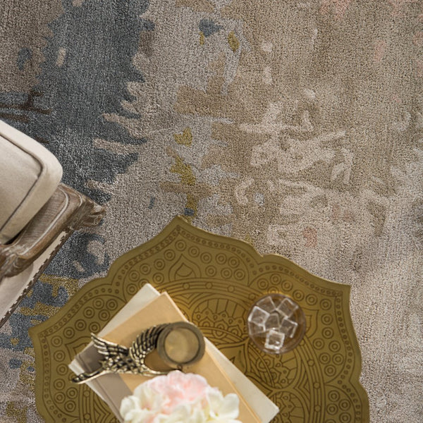 Jaipur Living Genesis Benna Ges17 Tufted Handmade 60% Viscose 40% Wool Contemporary/Modern Abstract Indoor Rug Taupe, Light Blue 60% Viscose 40% Wool, 100% Polyester Rug139341