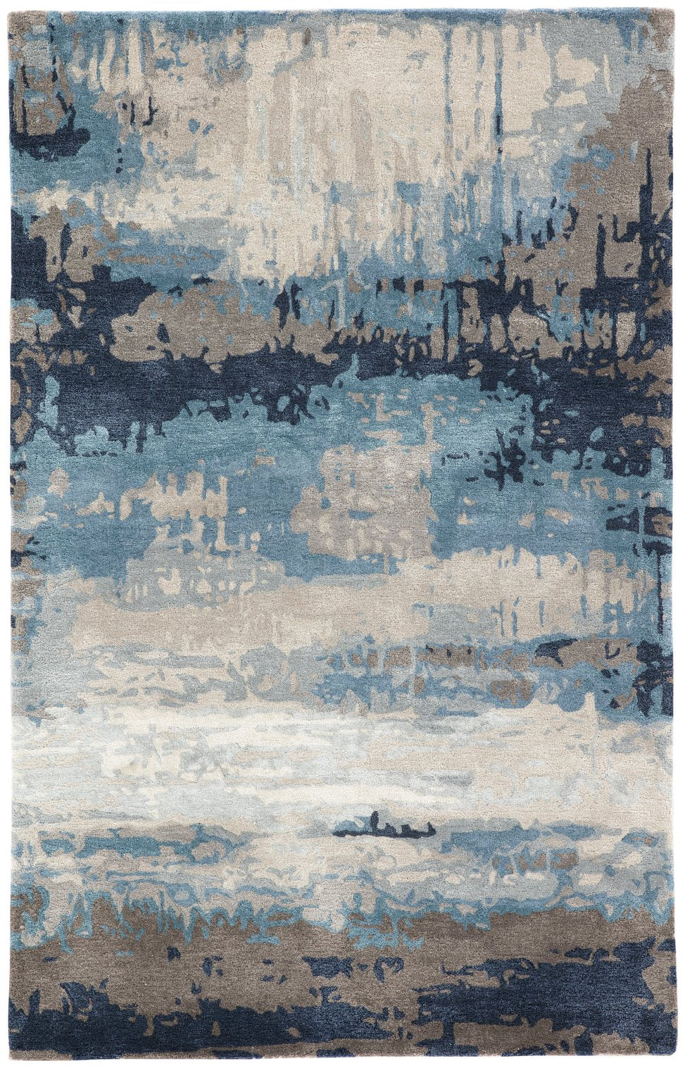 Jaipur Living Genesis Benna Ges18 Tufted Handmade 60% Viscose 40% Wool Contemporary/Modern Abstract Indoor Rug Blue, Taupe 60% Viscose 40% Wool, 100% Polyester Rug139344