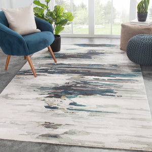 Jaipur Living Genesis Ryenn Ges20 Tufted Handmade 60% Wool 40% Viscose Contemporary/Modern Abstract Indoor Rug Blue, Gray 60% Wool 40% Viscose, 100% Polyester Rug139347