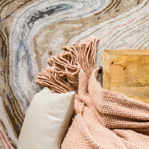 Jaipur Living Jaipur Living Atha Hand-tufted Wool Viscose Abstract Swirl Rug for Entryway or Bath Brown 65% Viscose 35% Wool RUG143723