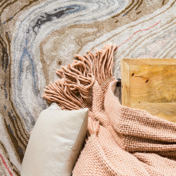 Jaipur Living Jaipur Living Atha Hand-tufted Wool Viscose Abstract Swirl Rug for Entryway or Bath Brown 65% Viscose 35% Wool RUG143723