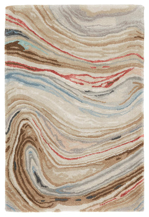 Jaipur Living Jaipur Living Atha Hand-tufted Wool Viscose Abstract Swirl Rug for Entryway or Bath Brown 65% Viscose 35% Wool RUG143723