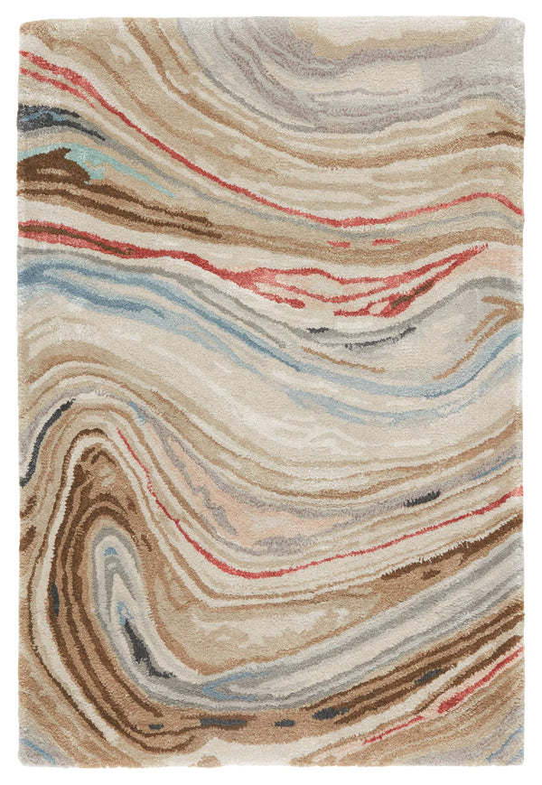 Jaipur Living Jaipur Living Atha Hand-tufted Wool Viscose Abstract Swirl Rug for Entryway or Bath Brown 65% Viscose 35% Wool RUG143723