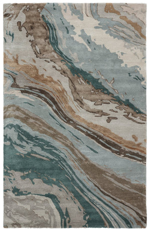 Jaipur Living Genesis Conley Ges37 Tufted Handmade 65% Viscose 35% Wool Contemporary/Modern Abstract Indoor Rug Teal, Light Gray 65% Viscose 35% Wool, 100% Polyester Rug145782