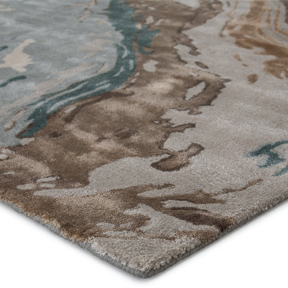 Jaipur Living Genesis Conley Ges37 Tufted Handmade 65% Viscose 35% Wool Contemporary/Modern Abstract Indoor Rug Teal, Light Gray 65% Viscose 35% Wool, 100% Polyester Rug145782