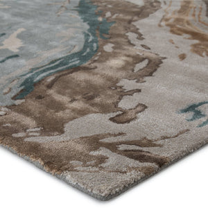 Jaipur Living Genesis Conley Ges37 Tufted Handmade 65% Viscose 35% Wool Contemporary/Modern Abstract Indoor Rug Teal, Light Gray 65% Viscose 35% Wool, 100% Polyester Rug145782