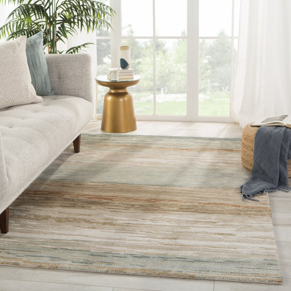 Jaipur Living Genesis Mondrian Ges39 Tufted Handmade 60% Wool 40% Viscose Contemporary/Modern Abstract Indoor Rug Tan, Seafoam Green 60% Wool 40% Viscose, 100% Polyester Rug145750