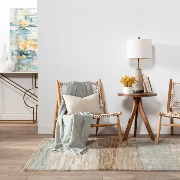 Jaipur Living Genesis Mondrian Ges39 Tufted Handmade 60% Wool 40% Viscose Contemporary/Modern Abstract Indoor Rug Tan, Seafoam Green 60% Wool 40% Viscose, 100% Polyester Rug145750