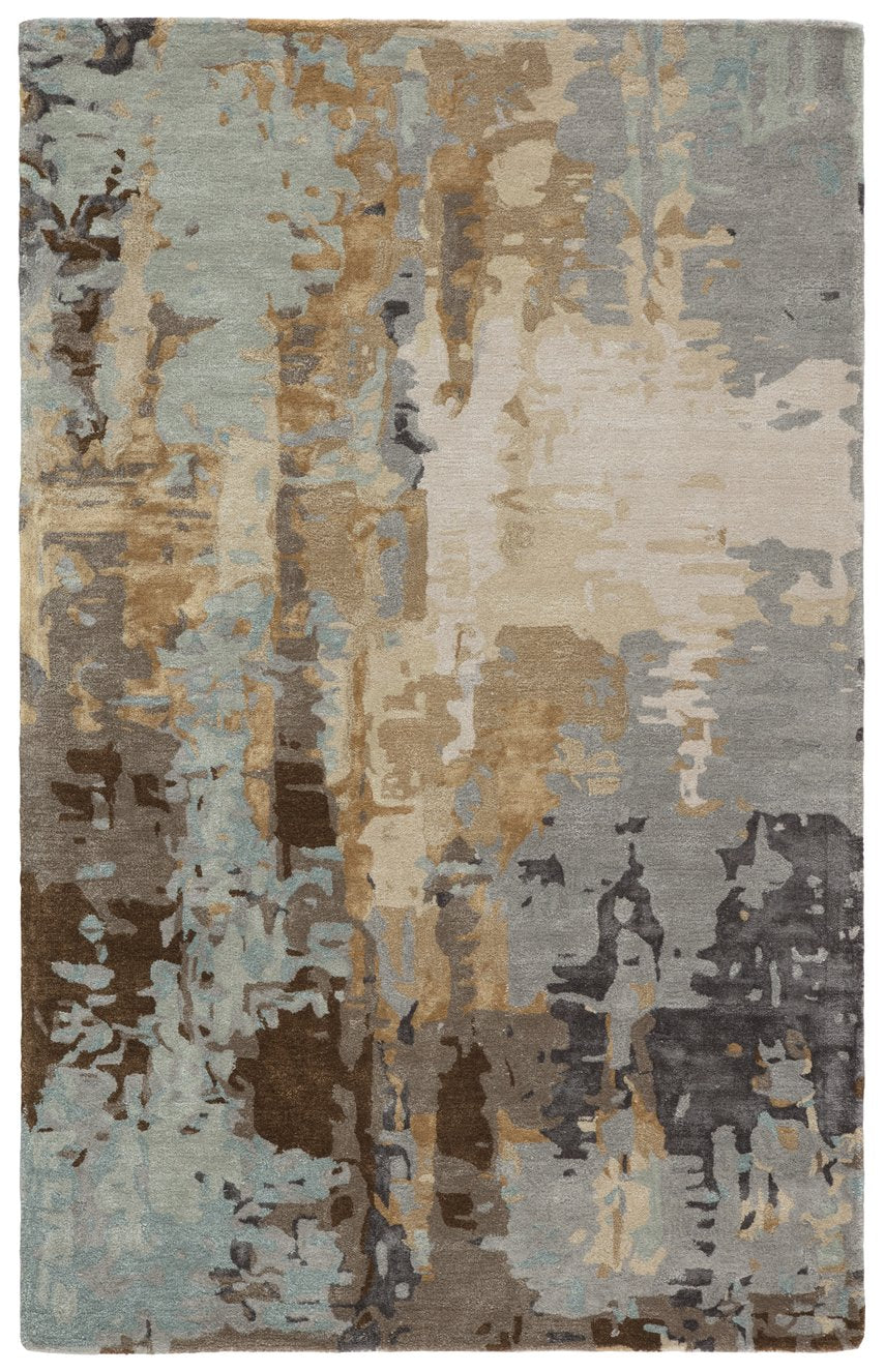 Jaipur Living Genesis Matcha Ges44 Tufted Handmade 65% Viscose 35% Wool Contemporary/Modern Abstract Indoor Rug Gray, Gold 65% Viscose 35% Wool, 100% Polyester Rug145754