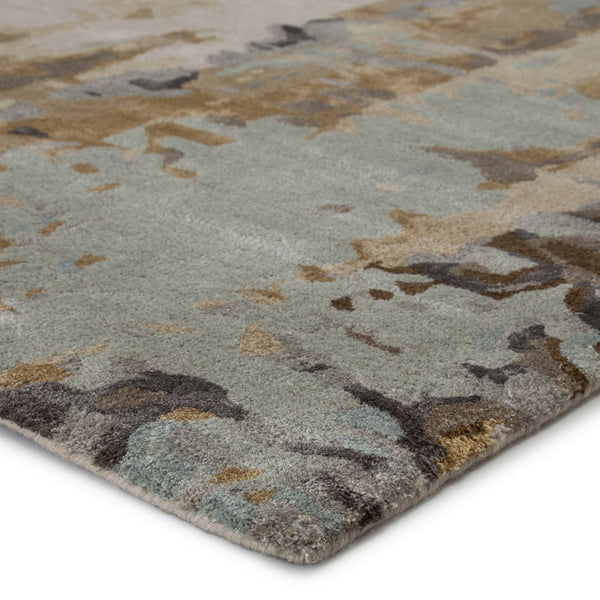 Jaipur Living Genesis Matcha Ges44 Tufted Handmade 65% Viscose 35% Wool Contemporary/Modern Abstract Indoor Rug Gray, Gold 65% Viscose 35% Wool, 100% Polyester Rug145754