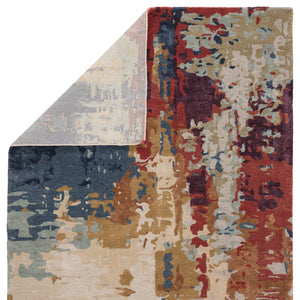 Jaipur Living Genesis Matcha Ges45 Tufted Handmade 65% Viscose 35% Wool Contemporary/Modern Abstract Indoor Rug Red, Blue 65% Viscose 35% Wool, 100% Polyester Rug158225