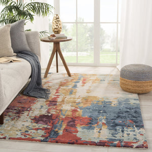 Jaipur Living Genesis Matcha Ges45 Tufted Handmade 65% Viscose 35% Wool Contemporary/Modern Abstract Indoor Rug Red, Blue 65% Viscose 35% Wool, 100% Polyester Rug158225