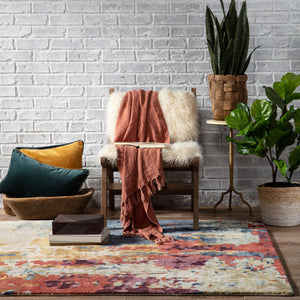 Jaipur Living Genesis Matcha Ges45 Tufted Handmade 65% Viscose 35% Wool Contemporary/Modern Abstract Indoor Rug Red, Blue 65% Viscose 35% Wool, 100% Polyester Rug158225