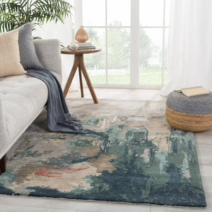 Jaipur Living Genesis Luella Ges46 Tufted Handmade 60% Wool 40% Viscose Contemporary/Modern Abstract Indoor Rug Teal, Taupe 60% Wool 40% Viscose, 100% Polyester Rug145786
