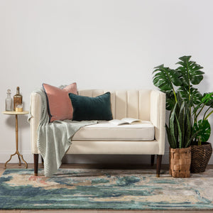 Jaipur Living Genesis Luella Ges46 Tufted Handmade 60% Wool 40% Viscose Contemporary/Modern Abstract Indoor Rug Teal, Taupe 60% Wool 40% Viscose, 100% Polyester Rug145786