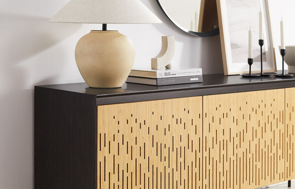 Greenington Hanna Solid Bamboo Sideboard with Laser-cut Doors and Steel Base for Modern Living GH0003B