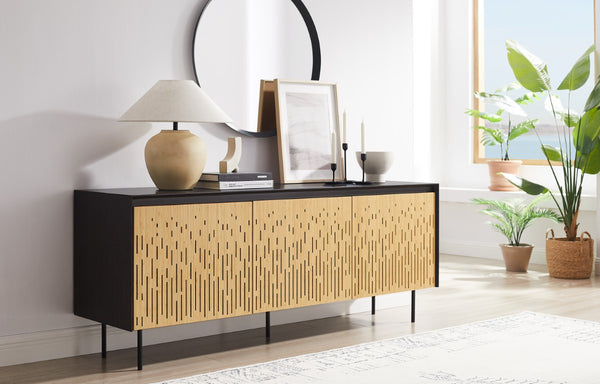 Greenington Hanna Solid Bamboo Sideboard with Laser-cut Doors and Steel Base for Modern Living GH0003B