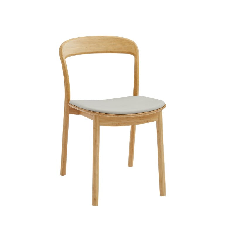 Greenington Hanna Solid Bamboo Dining Chair Set with Leather Seat Ergonomic Sustainable Design GH0005WH