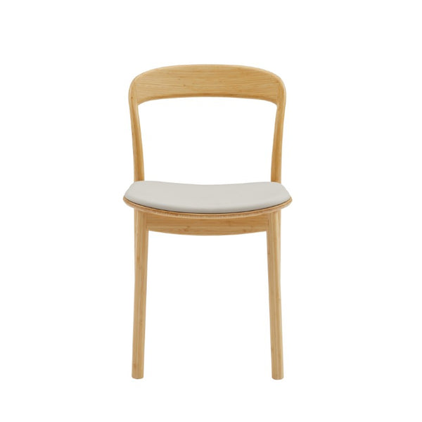 Greenington Hanna Solid Bamboo Dining Chair Set with Leather Seat Ergonomic Sustainable Design GH0005WH