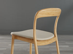 Greenington Hanna Solid Bamboo Dining Chair Set with Leather Seat Ergonomic Sustainable Design GH0005WH