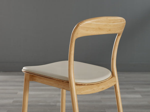 Greenington Hanna Solid Bamboo Dining Chair Set with Leather Seat Ergonomic Sustainable Design GH0005WH