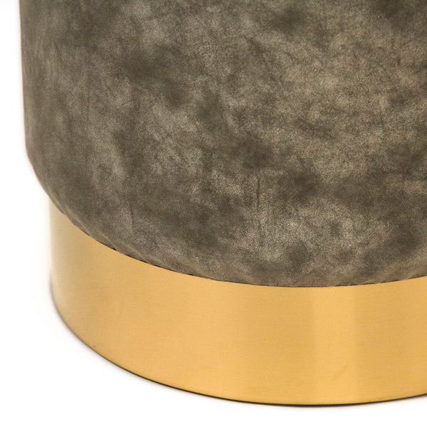 Distressed Grey PU Stool Metallic Gold, Distressed Grey PU GH001-PU Zentique