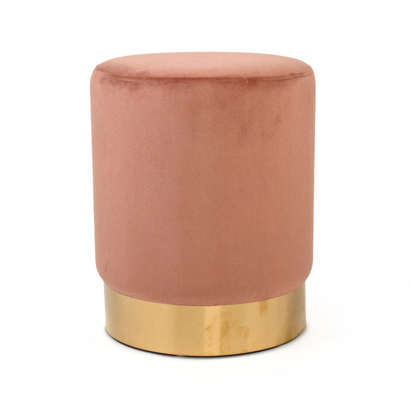 Mauve Rose Velvet Stool Metallic Gold, Rose Velvet GH001-VP Zentique