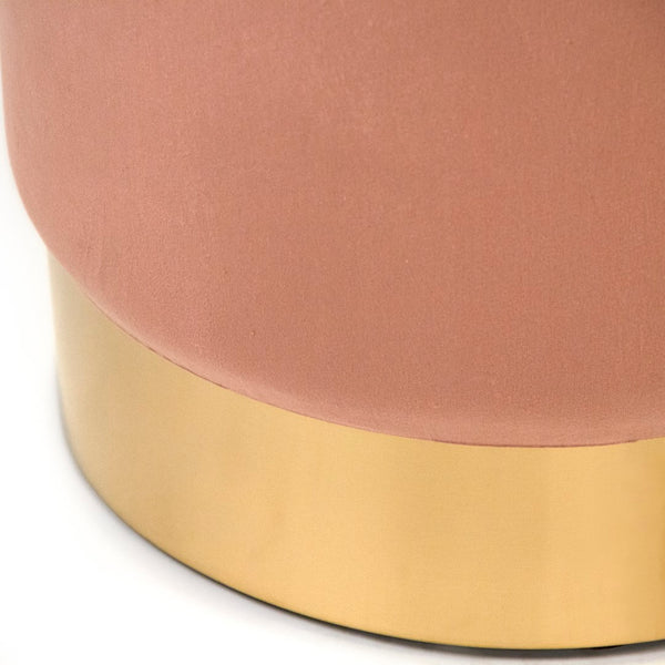Mauve Rose Velvet Stool Metallic Gold, Rose Velvet GH001-VP Zentique