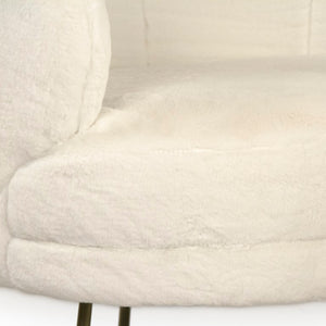 Zentique White Faux Fur Tub Chair — Plush Ergonomic Accent Seat with Metal Frame for Cozy Modern Spaces W30 x H28.5 x D30 GH002-RW