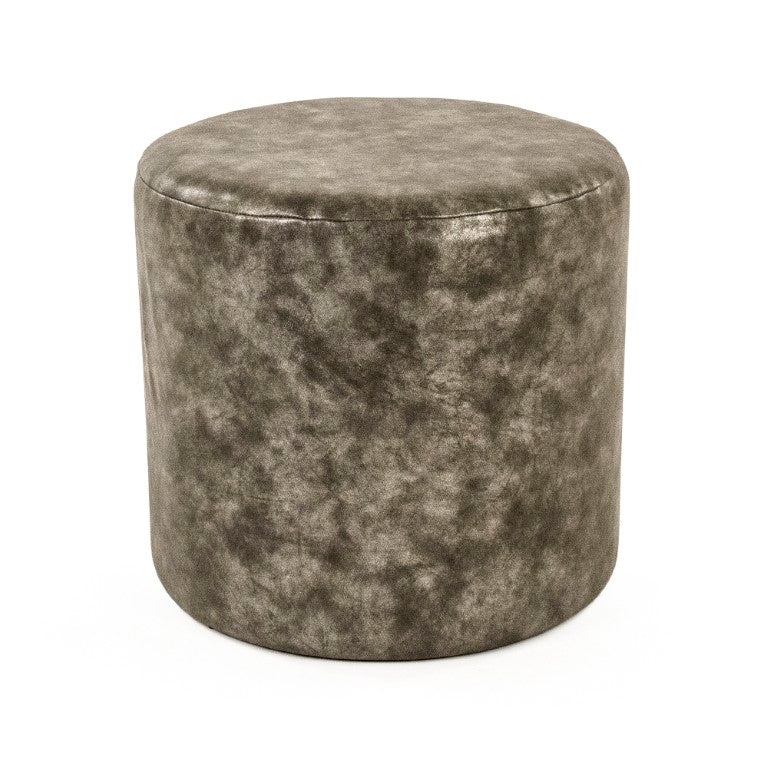 Zentique Grey PU Stool — Compact Modern Vanity & Kitchen Seat with Cushioned PU Leather, Spill-Resistant, Sturdy Frame (16.5x15x16.5) GH004-PU