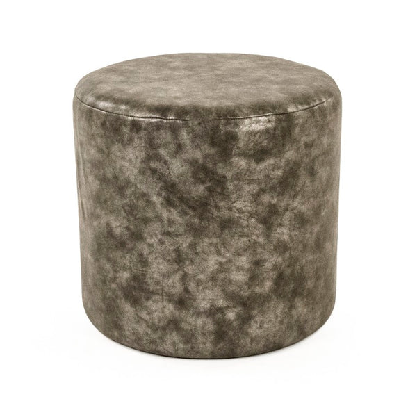 Zentique Grey PU Stool — Compact Modern Vanity & Kitchen Seat with Cushioned PU Leather, Spill-Resistant, Sturdy Frame (16.5x15x16.5) GH004-PU