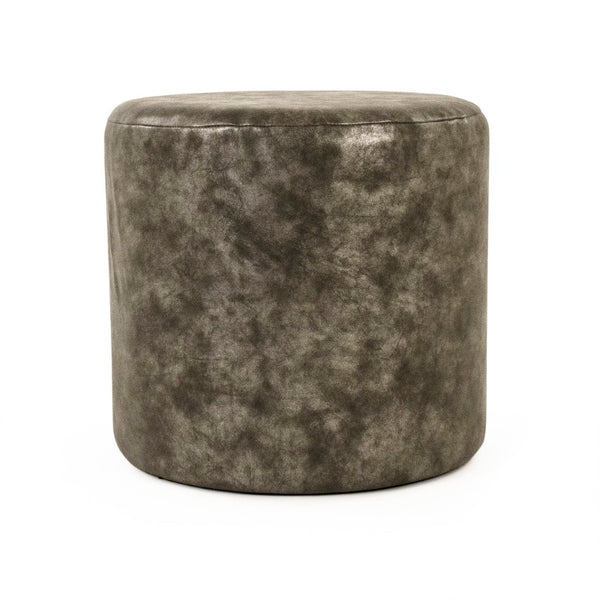 Zentique Grey PU Stool — Compact Modern Vanity & Kitchen Seat with Cushioned PU Leather, Spill-Resistant, Sturdy Frame (16.5x15x16.5) GH004-PU