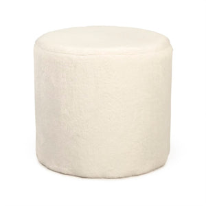 Zentique White Faux Fur Stool: Plush High-Pile Accent Seat for Vanity, Living Room or Cozy Footrest, Modern Elegance W16.5 x H15 x D16.5 GH004-RW