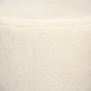 Zentique White Faux Fur Stool: Plush High-Pile Accent Seat for Vanity, Living Room or Cozy Footrest, Modern Elegance W16.5 x H15 x D16.5 GH004-RW