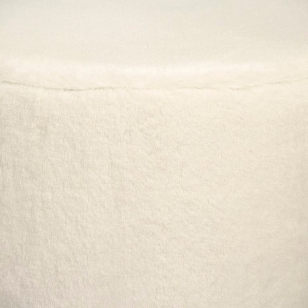 Zentique White Faux Fur Stool: Plush High-Pile Accent Seat for Vanity, Living Room or Cozy Footrest, Modern Elegance W16.5 x H15 x D16.5 GH004-RW