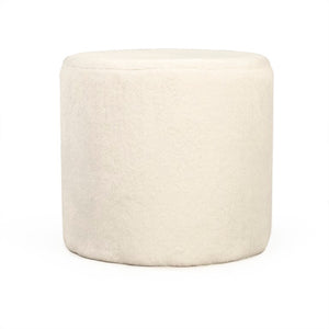 Zentique White Faux Fur Stool: Plush High-Pile Accent Seat for Vanity, Living Room or Cozy Footrest, Modern Elegance W16.5 x H15 x D16.5 GH004-RW