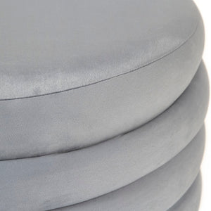 Zentique Pale Velvet Ottoman in Pale Blue — Plush Compact Round Seat, Sturdy Frame, Versatile Footrest & Accent Décor GH005-VB