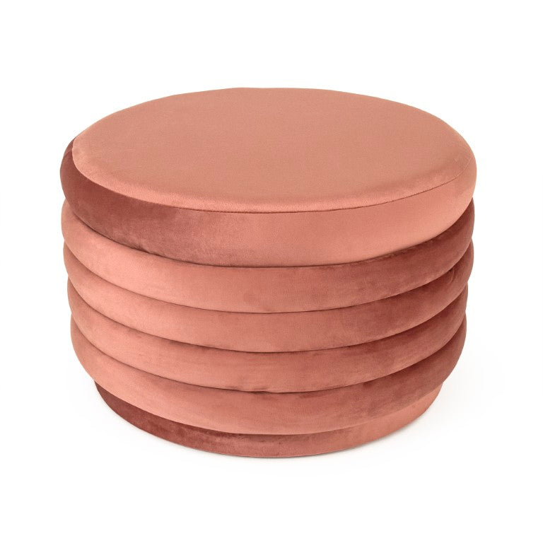 Zentique Mauve Rose Velvet Ottoman — Luxurious Plush Accent Seat, Footrest & Chic Centerpiece for Living Rooms (96) GH005-VP