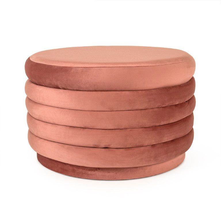 Zentique Mauve Rose Velvet Ottoman — Luxurious Plush Accent Seat, Footrest & Chic Centerpiece for Living Rooms (96) GH005-VP