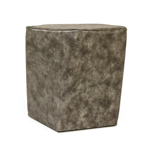 Zentique Grey PU Twisted Pentagon Stool Modern Geometric Ottoman – Compact Stain-Resistant PU Accent Seat for Small Spaces GH006-PU